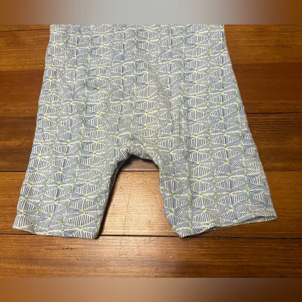Burt's Bees Baby Short-Sleeve Cotton Romper in Blue & Lime Green Size 24 Months